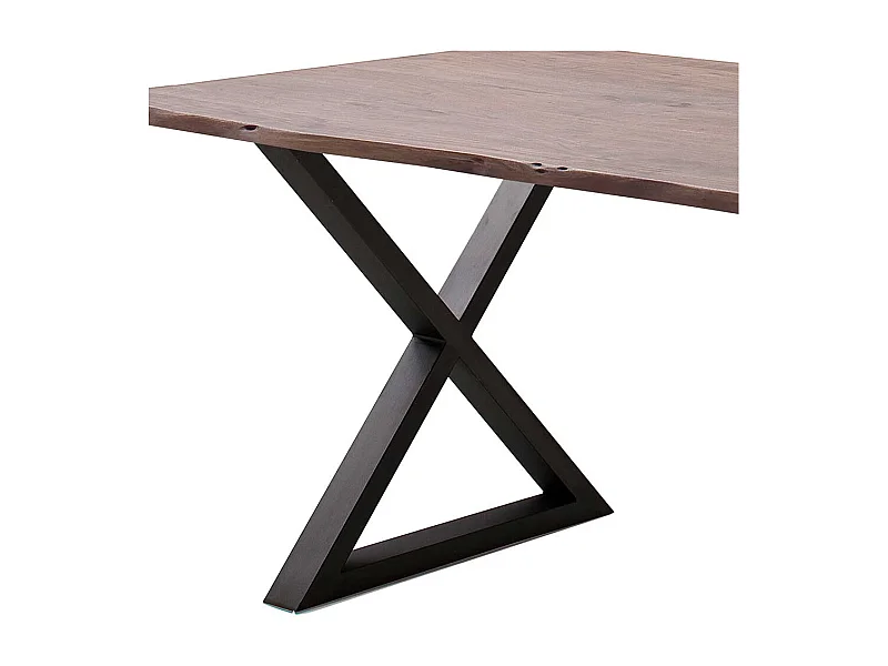 Esstisch Esszimmertisch mit natürlicher Baumkante und X Gestell