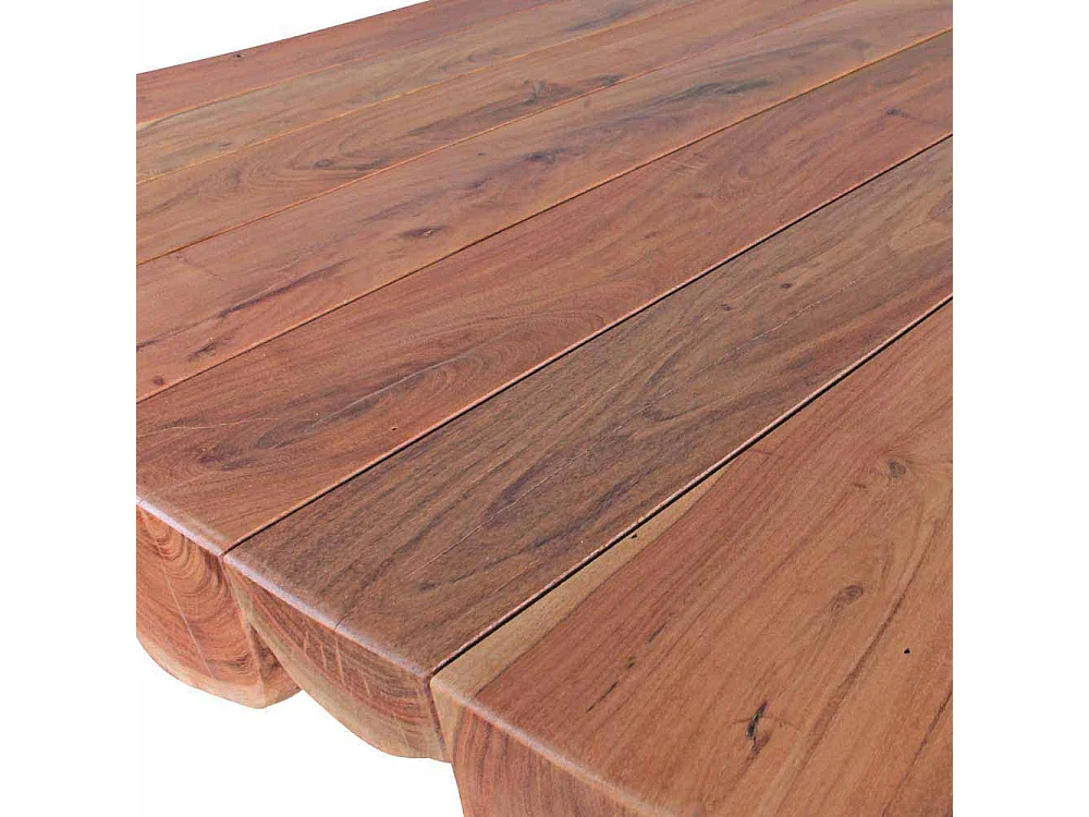 Baumkanten Esstisch aus Akazie Massivholz X-Fußgestell Metall Schwarz