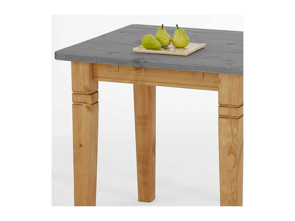 Küchentisch in Grau Kiefer massiv quadratisch