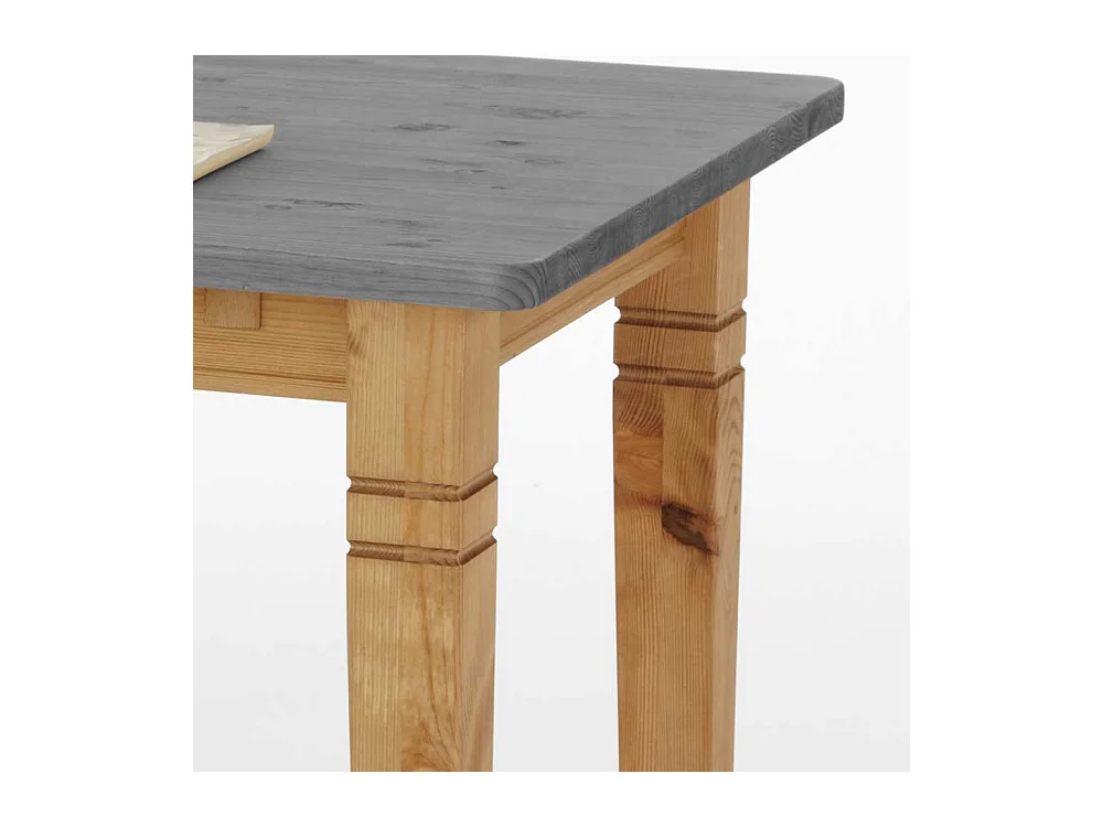 Küchentisch in Grau Kiefer massiv quadratisch