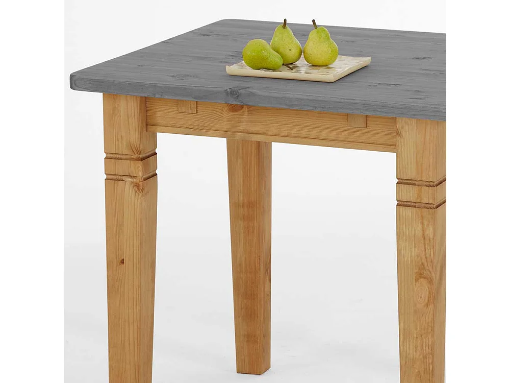 Küchentisch in Grau Kiefer massiv quadratisch