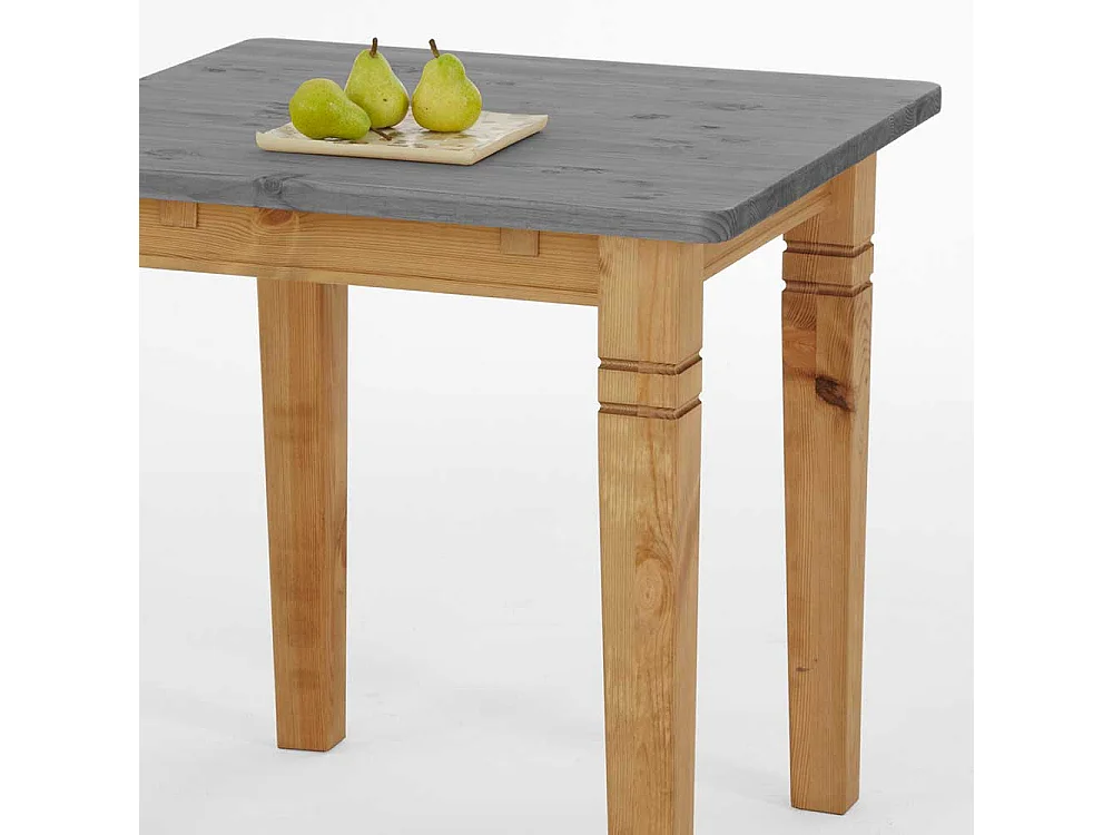 Küchentisch in Grau Kiefer massiv quadratisch
