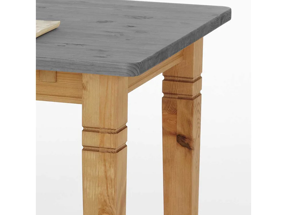 Küchentisch in Grau Kiefer massiv quadratisch