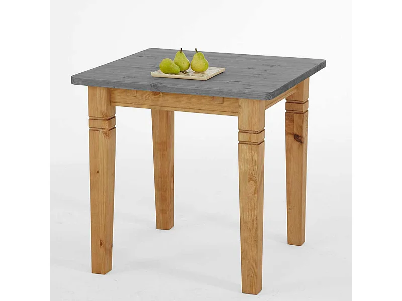 Küchentisch in Grau Kiefer massiv quadratisch