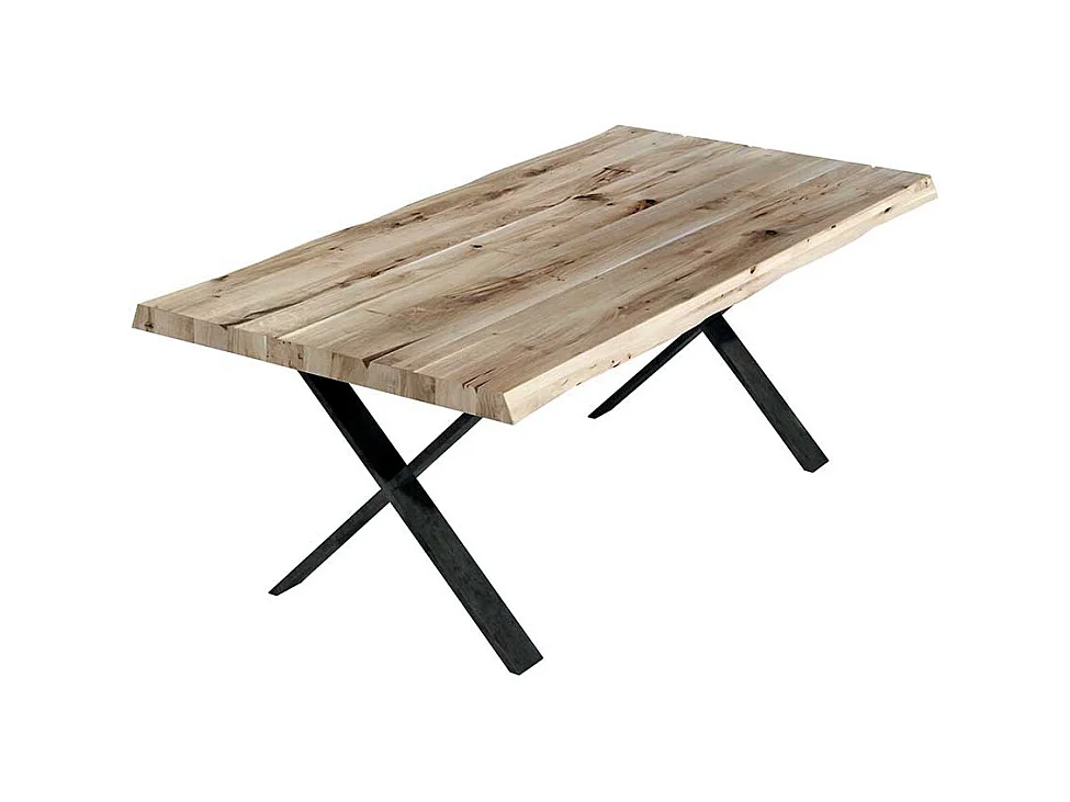 Loft Design Esstisch aus Eiche Massivholz und Metall 200 cm breit