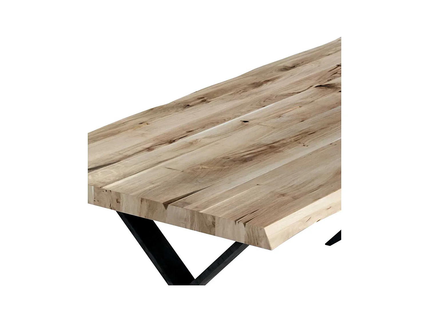 Loft Design Esstisch aus Eiche Massivholz und Metall 200 cm breit