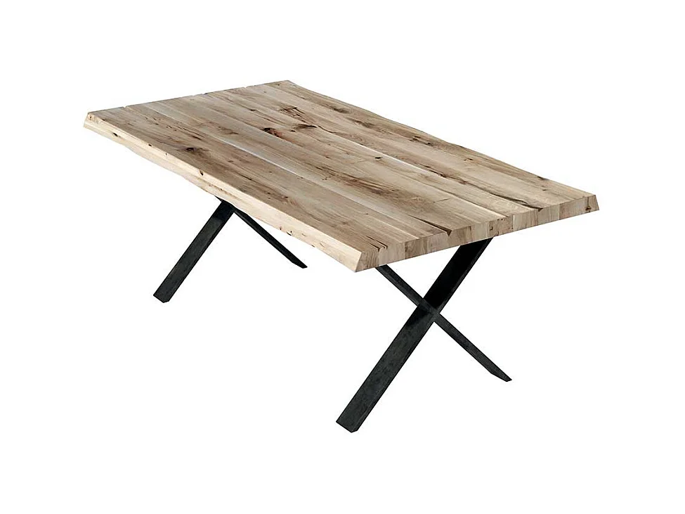Loft Design Esstisch aus Eiche Massivholz und Metall 200 cm breit