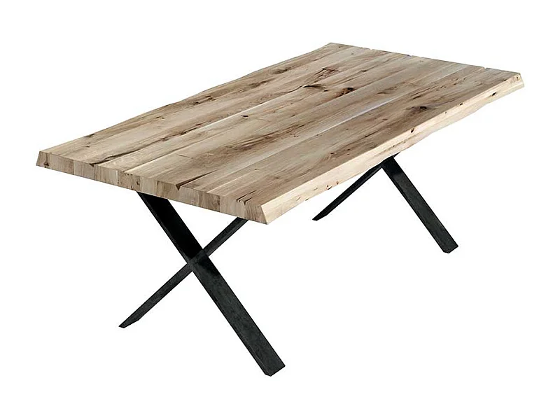 Loft Design Esstisch aus Eiche Massivholz und Metall 200 cm breit