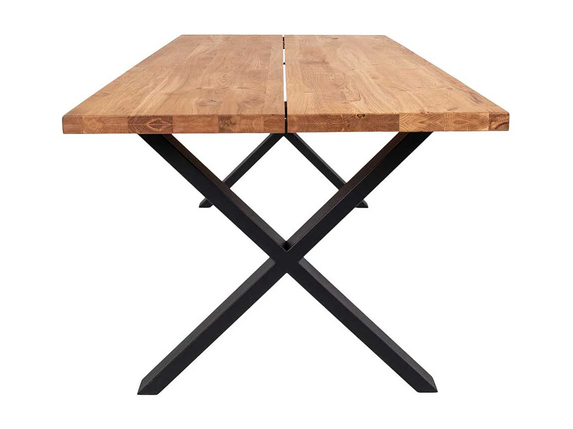 Esstisch aus Eiche Massivholz und Stahl 200 cm breit