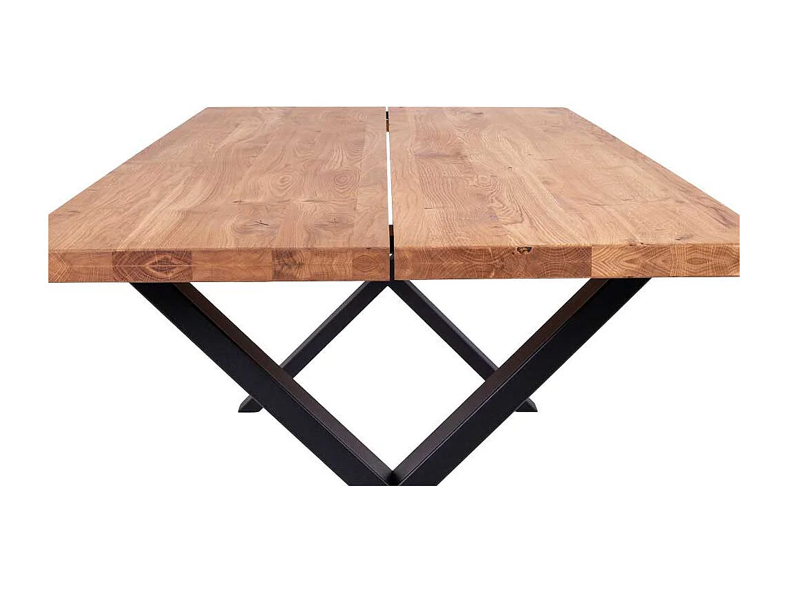 Esstisch aus Eiche Massivholz und Stahl 200 cm breit