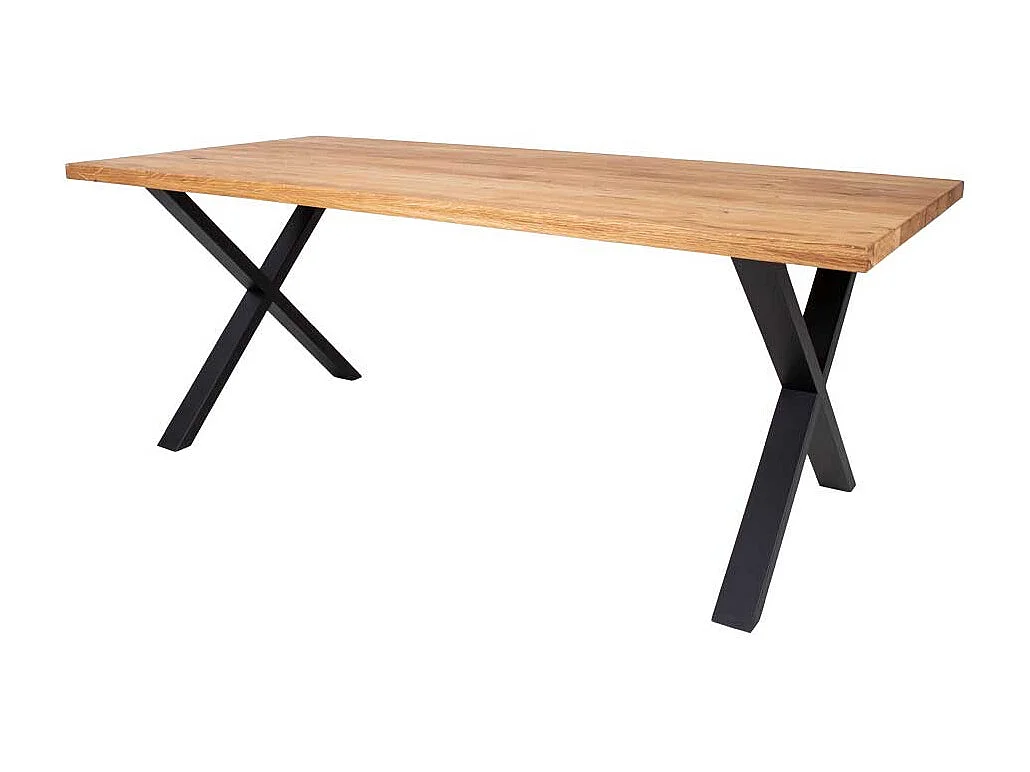 Esstisch aus Eiche Massivholz und Stahl 200 cm breit