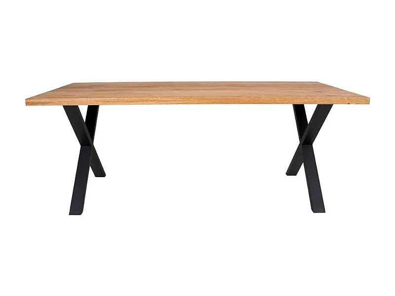 Esstisch aus Eiche Massivholz und Stahl 200 cm breit