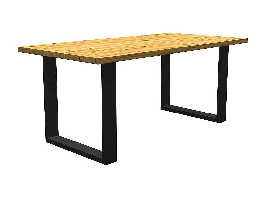 Tisch aus Eiche und Metall mit Bügelgestell 77 cm hoch