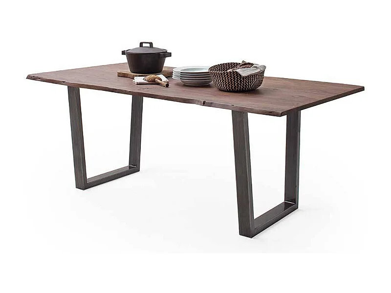 Essenstisch Tisch aus Akazie Massivholz in Walnussfarben