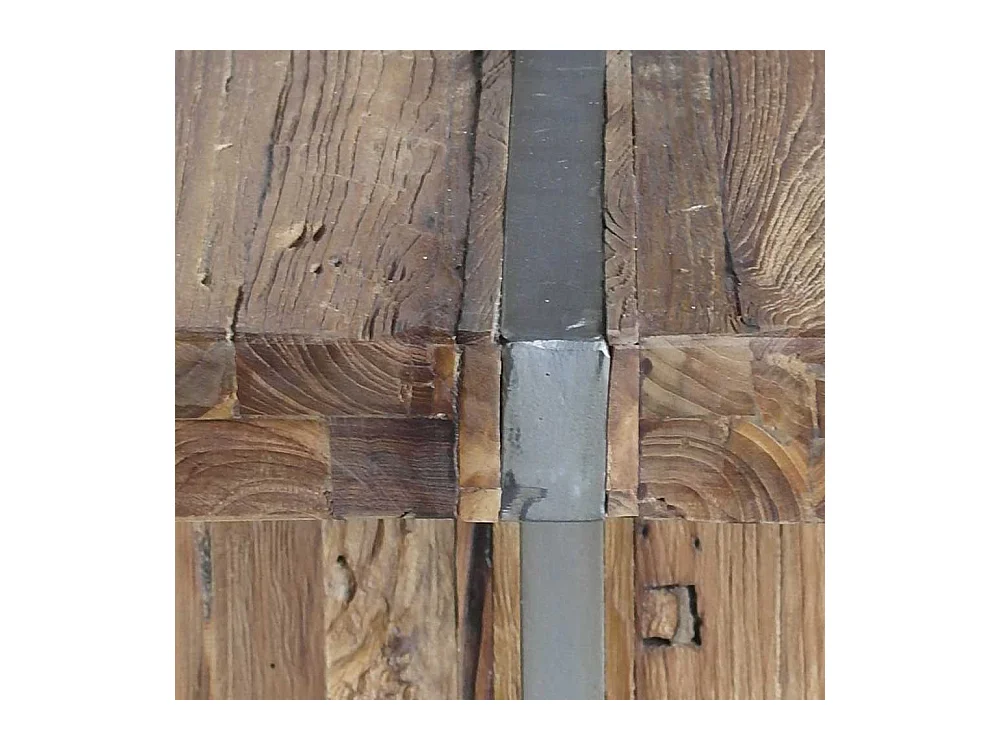 Rustikaler Tisch aus Teak Recyclingholz Wangengestell