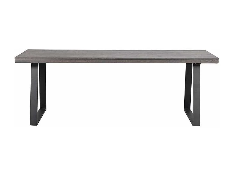 Tisch Massivholz in Eiche Rauchfarben Metall Bügelgestell