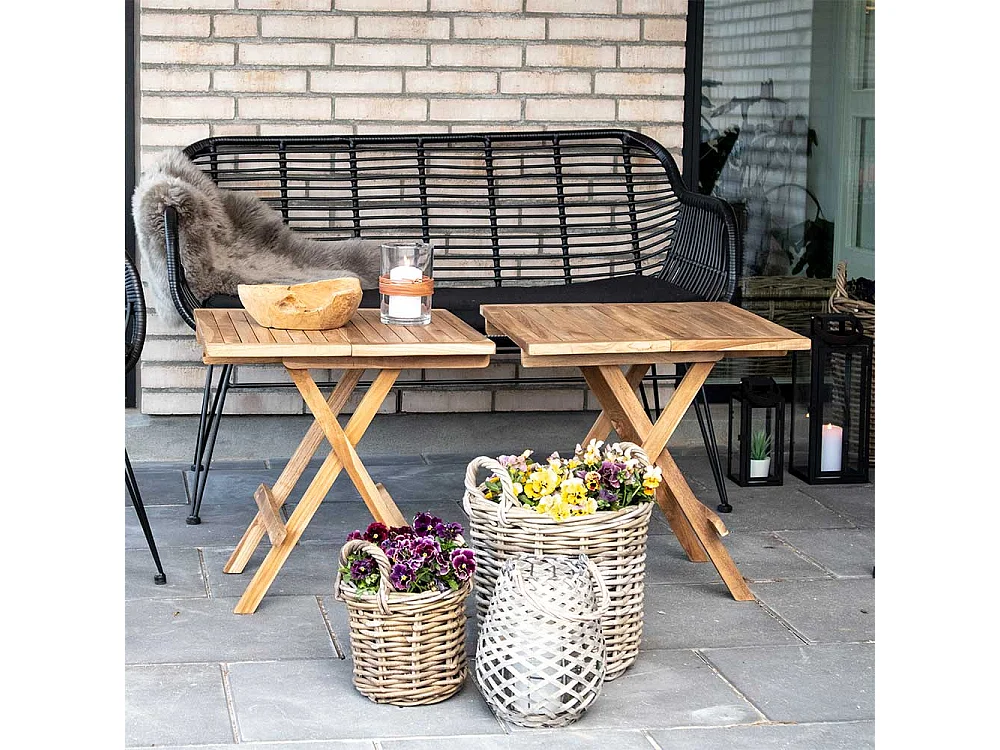 Kapptisch aus Teak Massivholz Balkon