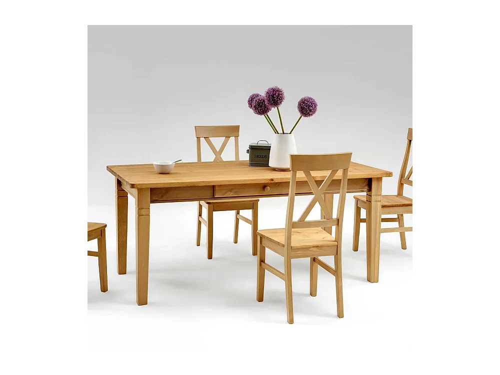 Landhaus Esstisch aus Kiefer Massivholz Ansteckplatten