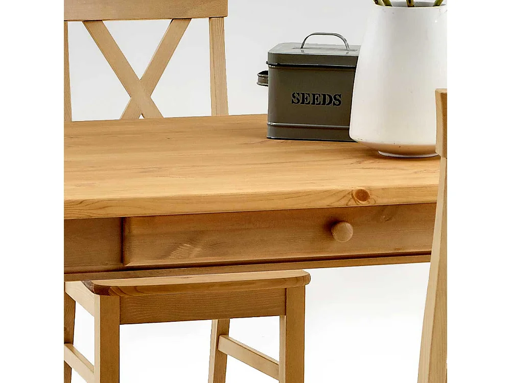 Landhaus Esstisch aus Kiefer Massivholz Ansteckplatten