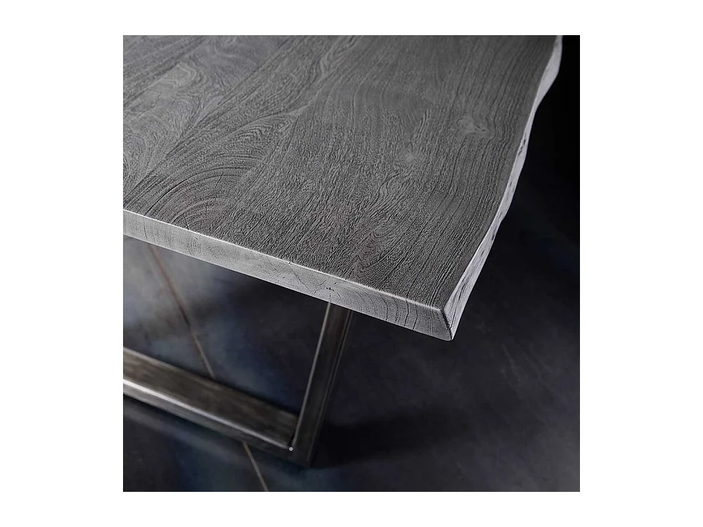 Esszimmertisch in Grau Akazie massiv Baumkante