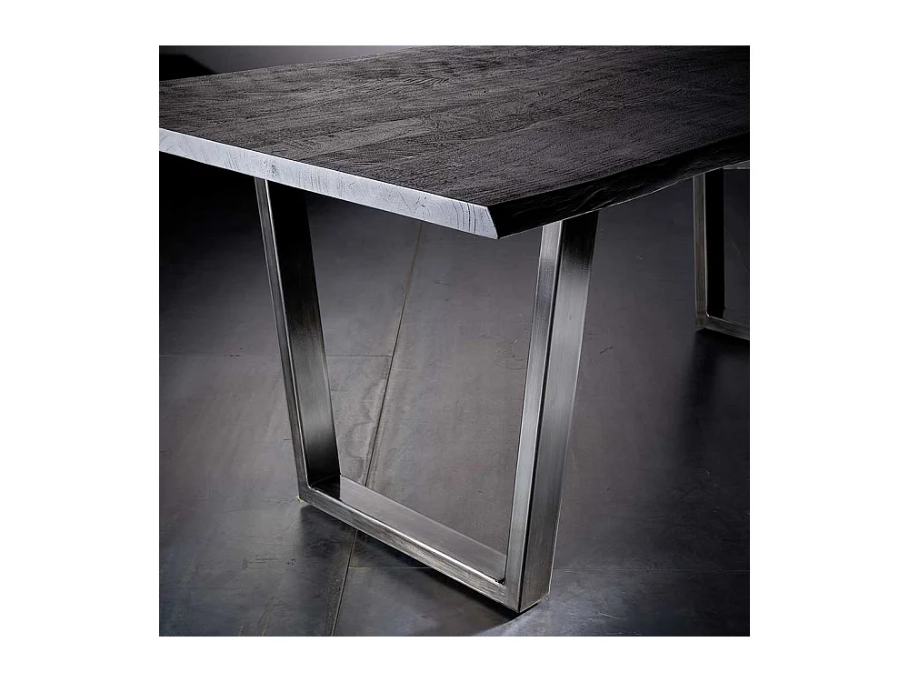 Esszimmertisch in Grau Akazie massiv Baumkante