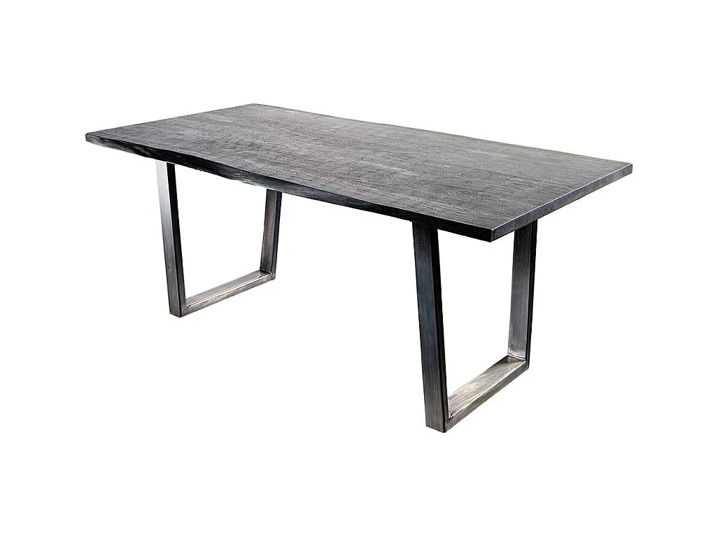 Esszimmertisch in Grau Akazie massiv Baumkante