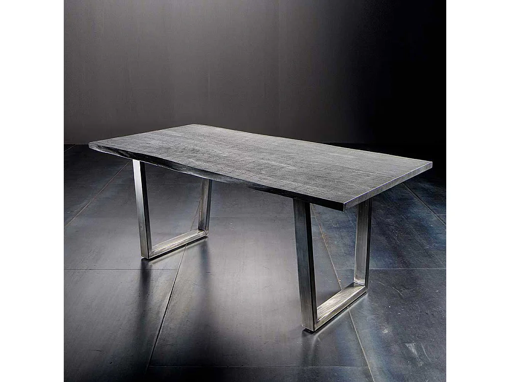 Esszimmertisch in Grau Akazie massiv Baumkante