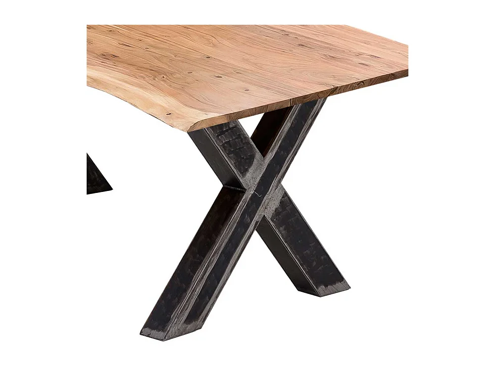 Tisch Massivholz Baumkante aus Akazie und Metall Industry und Loft Stil