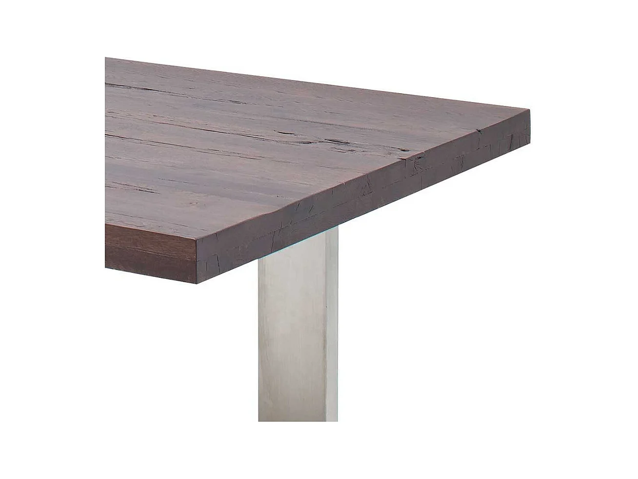 Esszimmertisch aus Eiche verwittert massiv Edelstahl