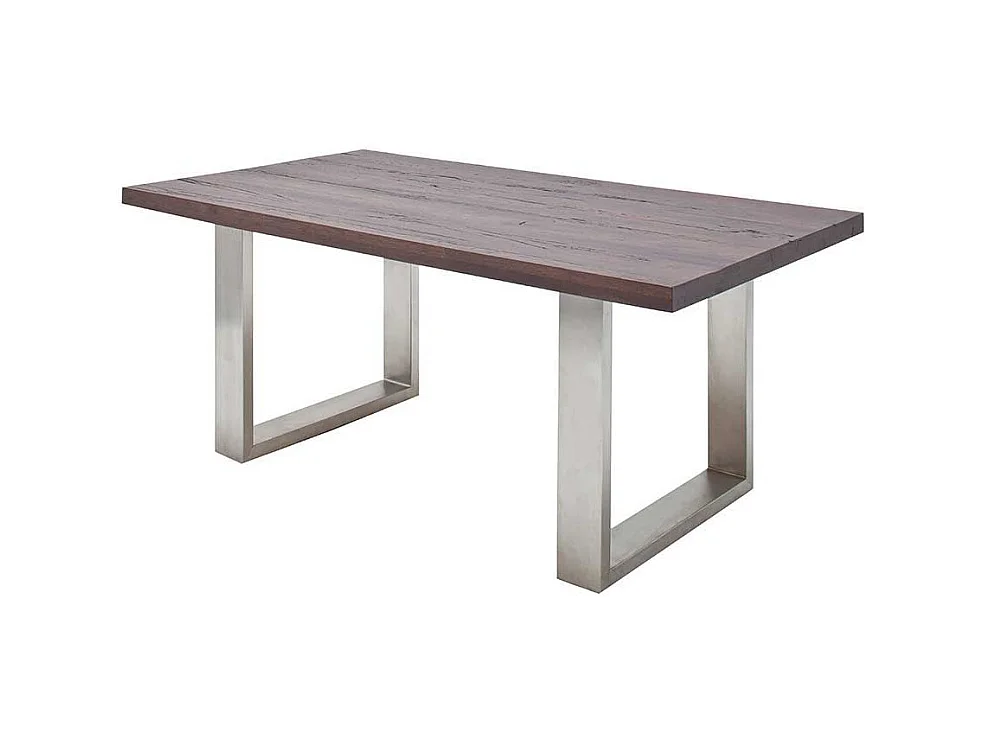 Esszimmertisch aus Eiche verwittert massiv Edelstahl