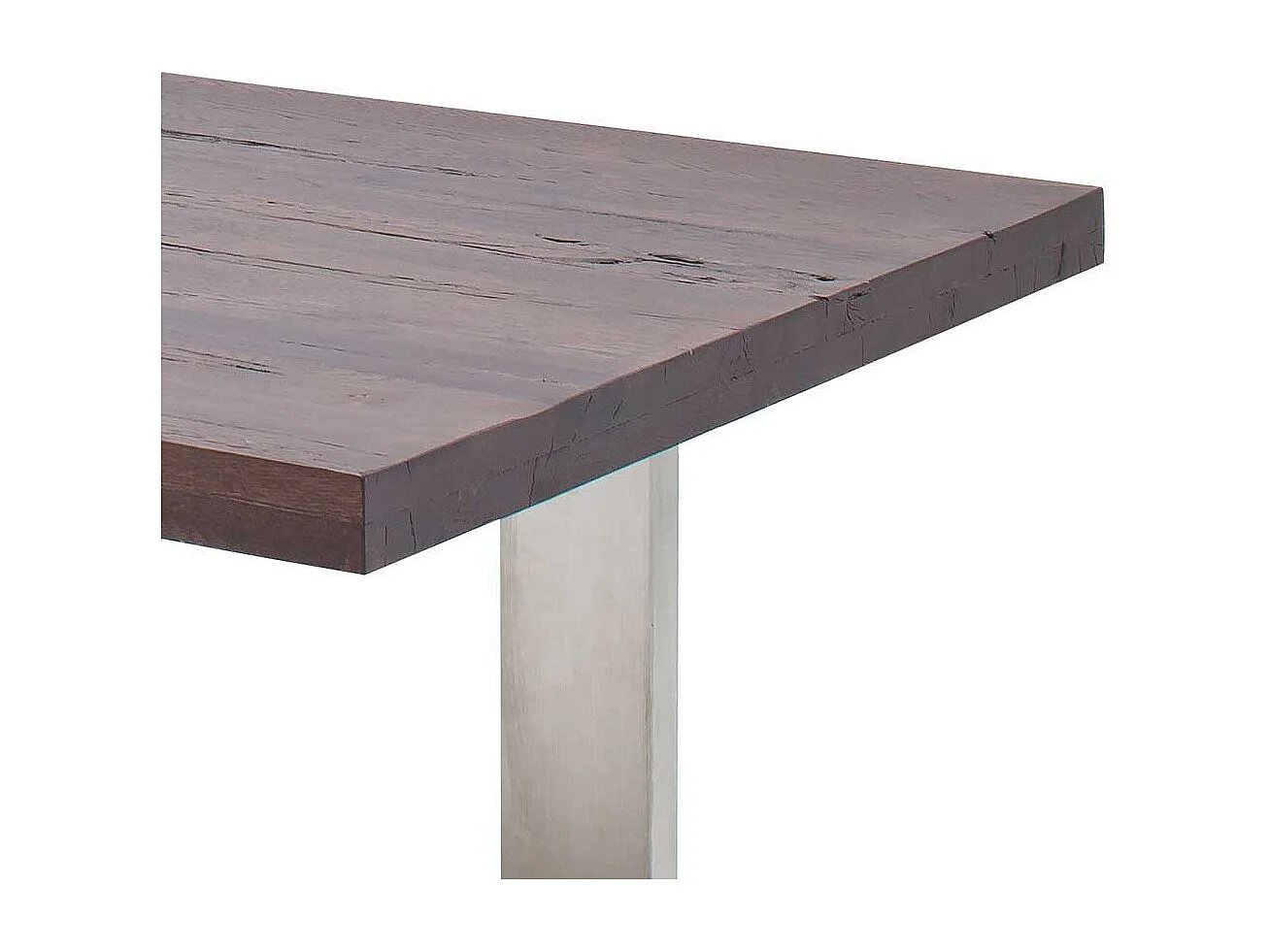 Esszimmertisch aus Eiche verwittert massiv Edelstahl