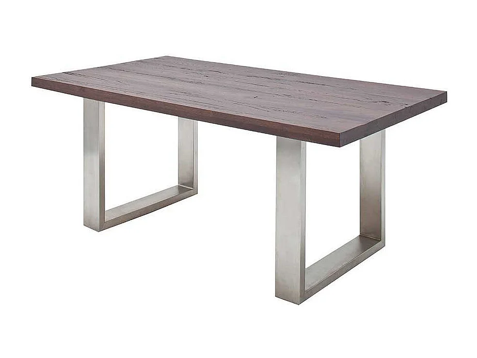 Esszimmertisch aus Eiche verwittert massiv Edelstahl