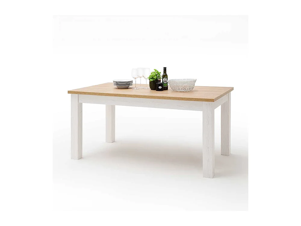 Landhaus K�chentisch in Wei� und Eichefarben 160 cm breit