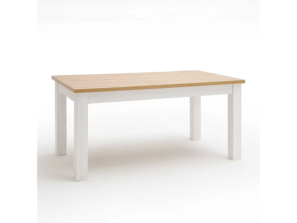 Landhaus Küchentisch in Weiß und Eichefarben 160 cm breit