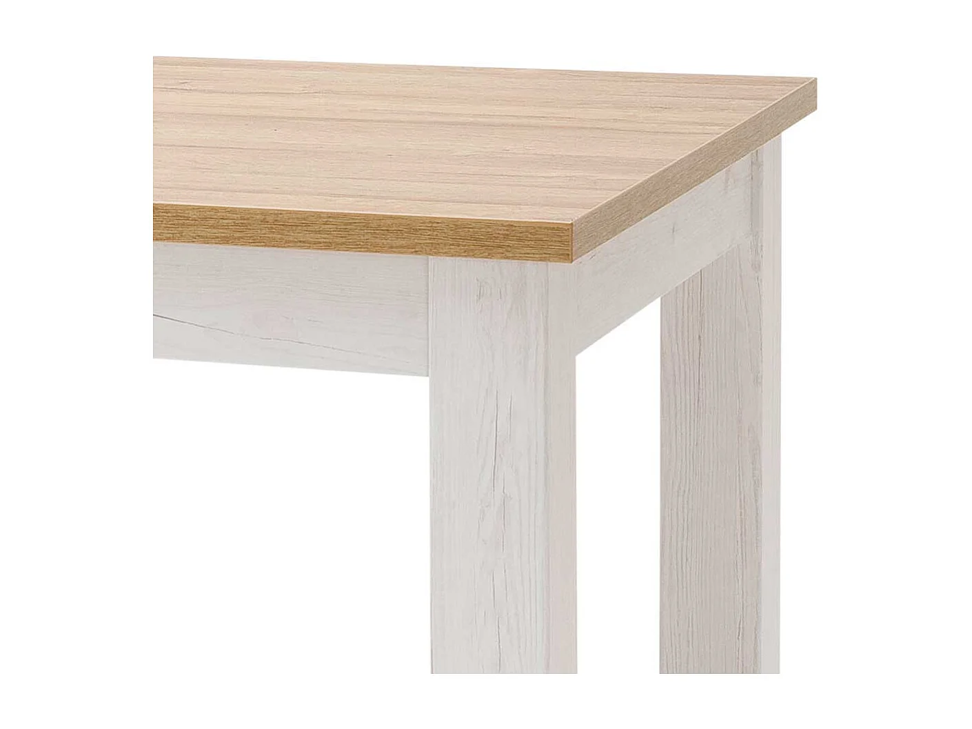 Landhaus Küchentisch in Weiß und Eichefarben 160 cm breit