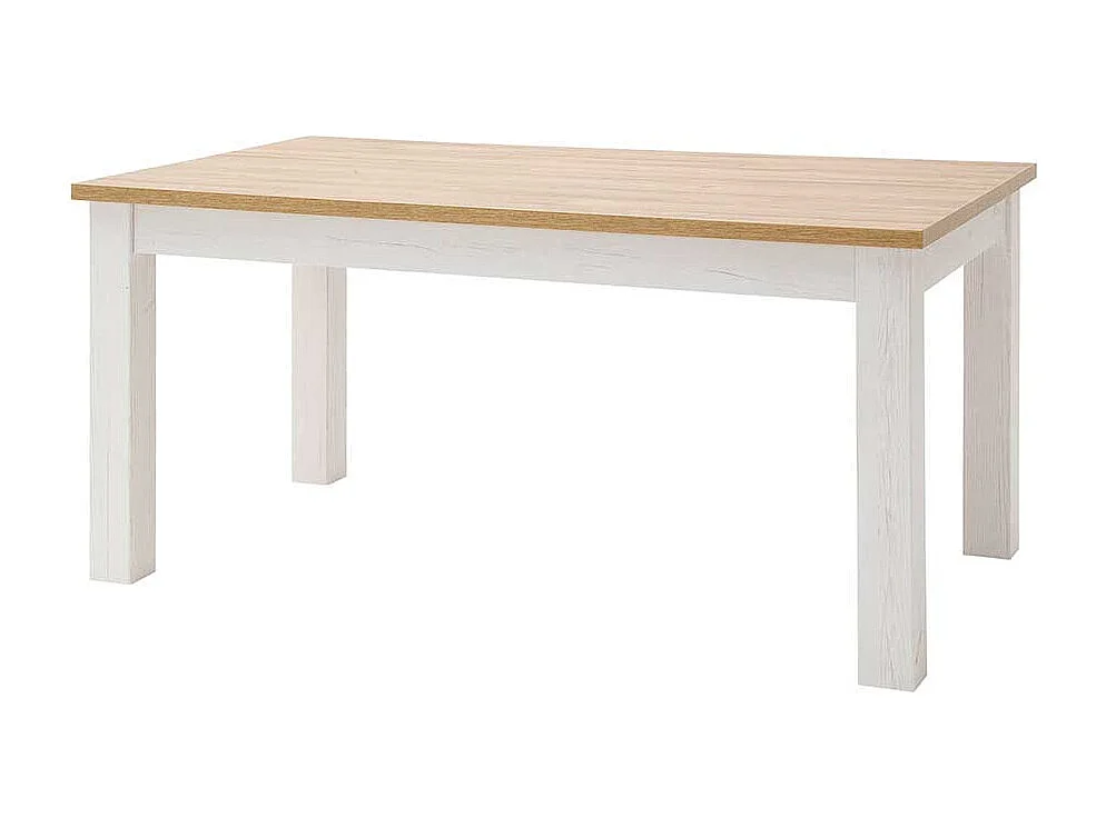 Landhaus Küchentisch in Weiß und Eichefarben 160 cm breit