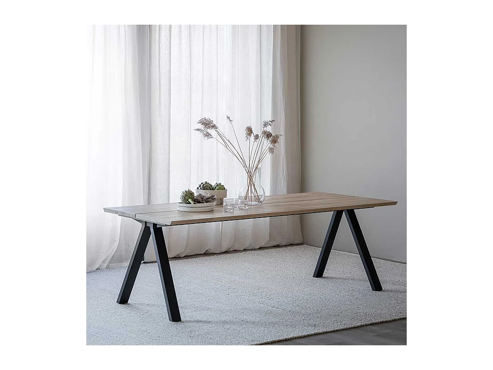 Buffettisch in Eiche White Wash optional mit Ansteckplatten