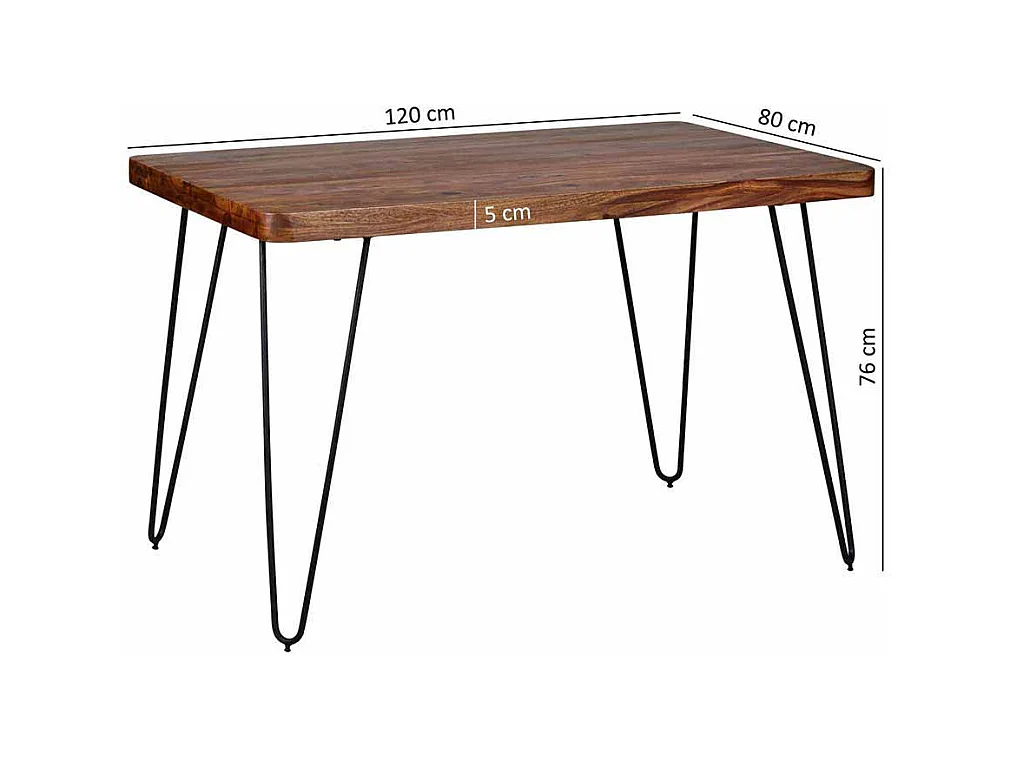 Esszimmertisch aus Sheesham Massivholz Metall Schwarz