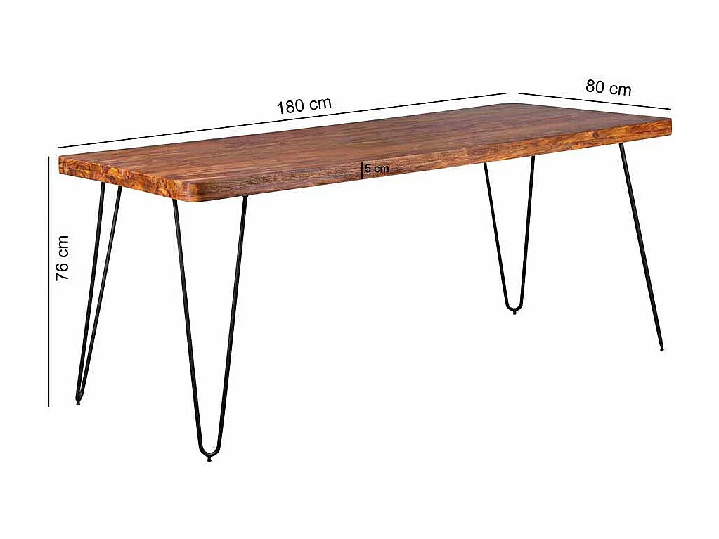 Esszimmertisch aus Sheesham Massivholz Metall Schwarz