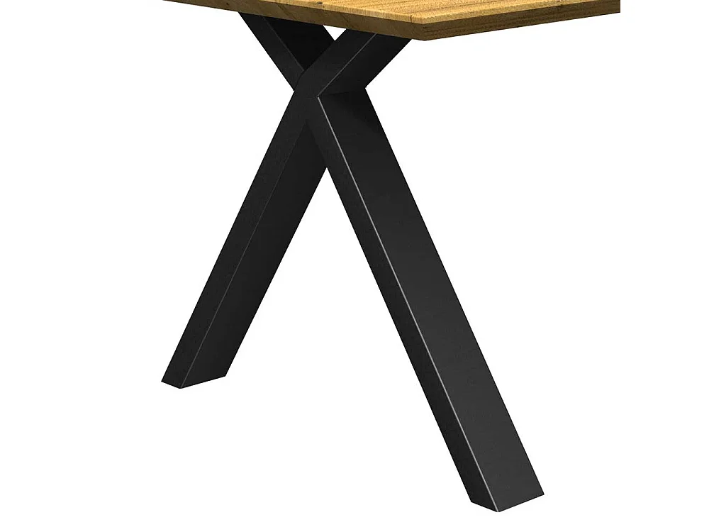 Eiche massiv Esstisch modern in modernem Design X Gestell aus Metall