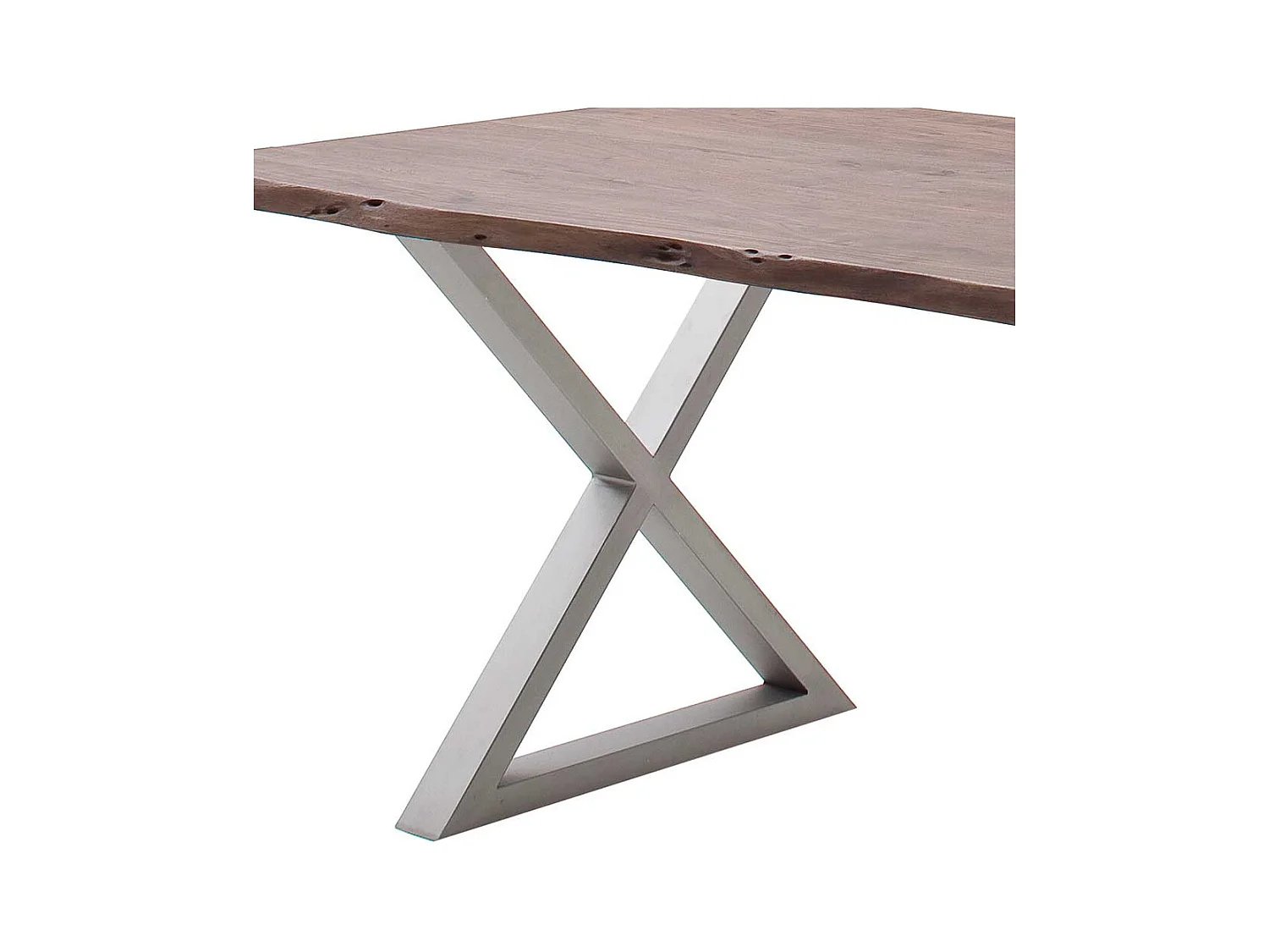 Esstisch Massivholztisch mit X Gestell und natürlicher Baumkante