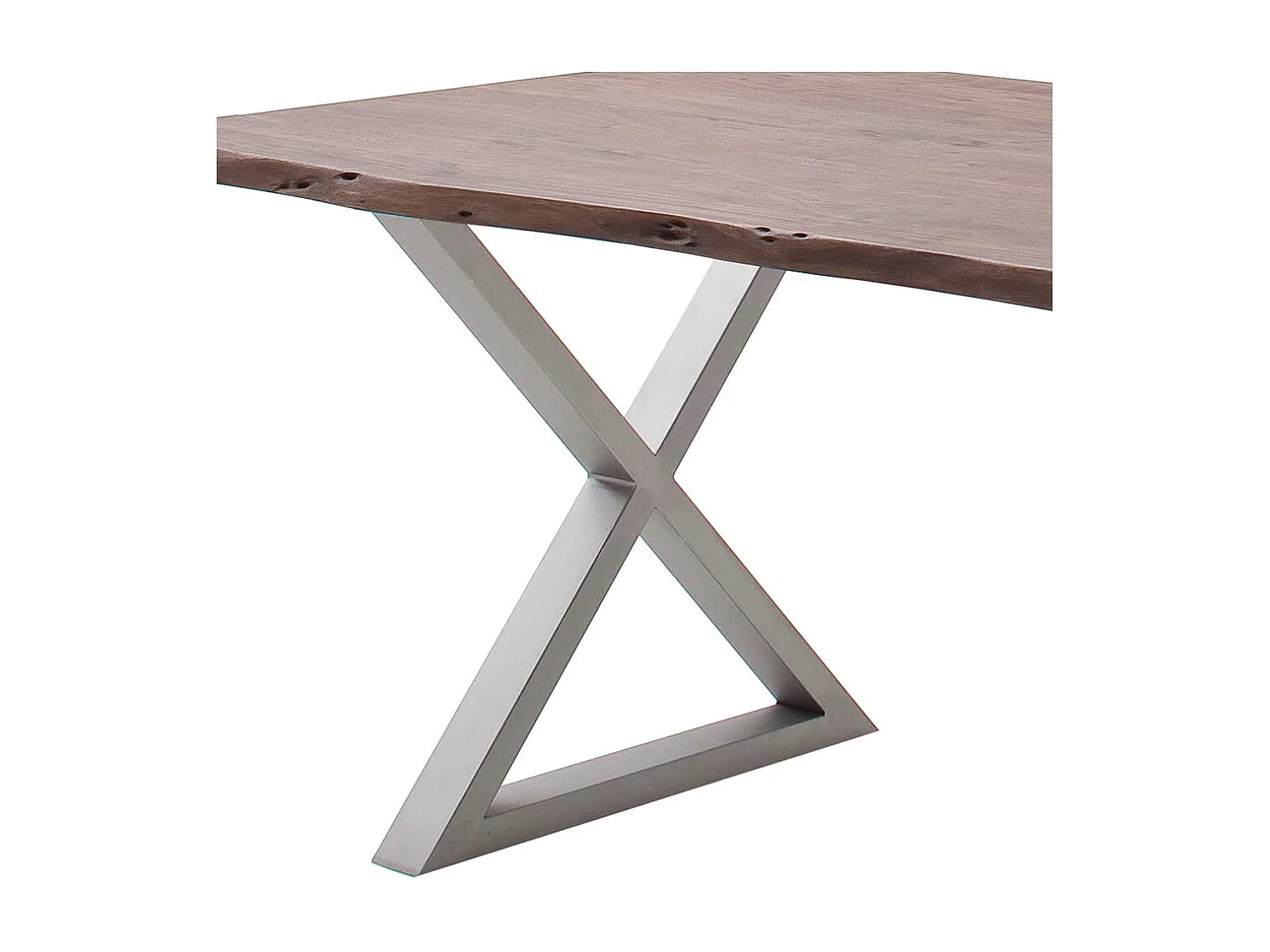 Esstisch Massivholztisch mit X Gestell und natürlicher Baumkante