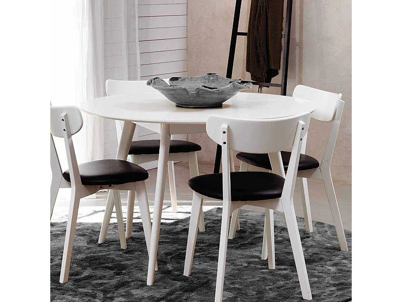 Runder Esstisch in Weiß Birke