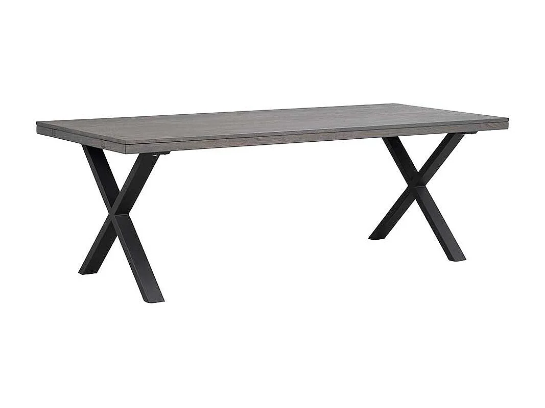 Esszimmer Tisch aus Eiche Massivholz Rauchfarben und Schwarz