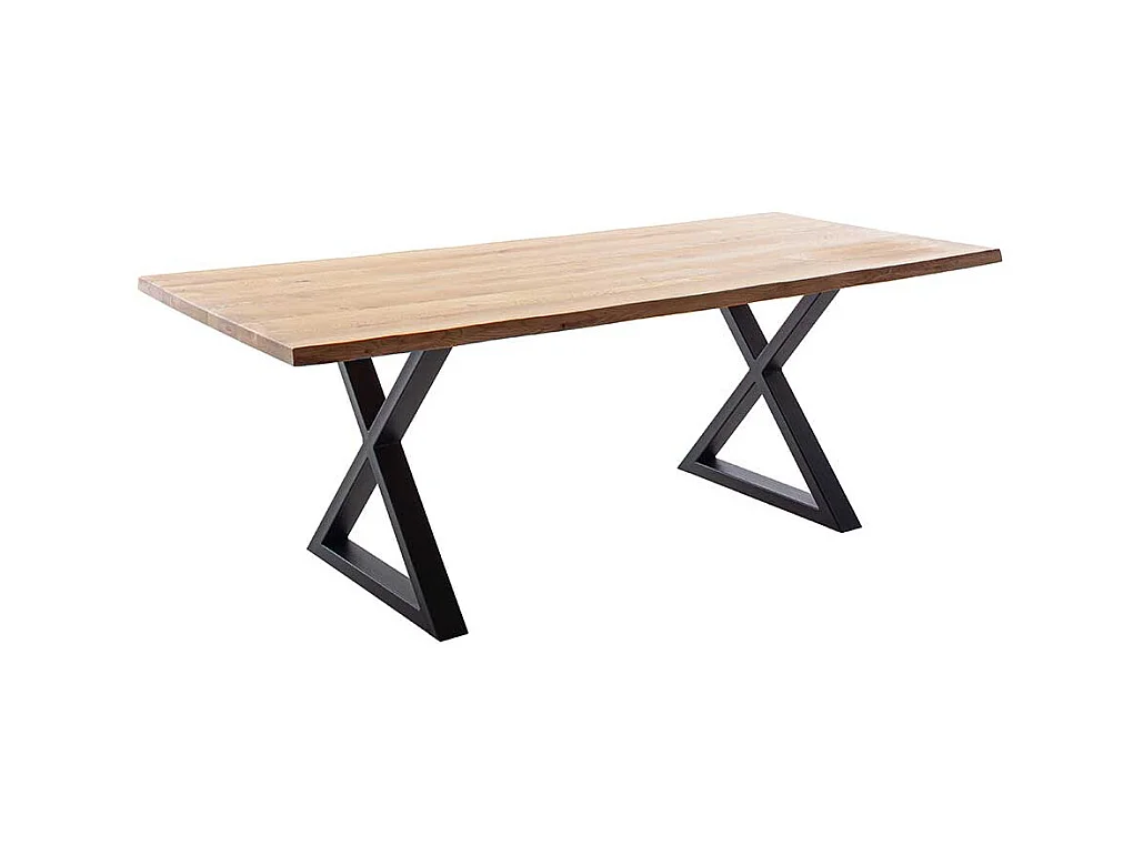Esstisch Echtholztisch in Wildeichefarben mit X Gestell