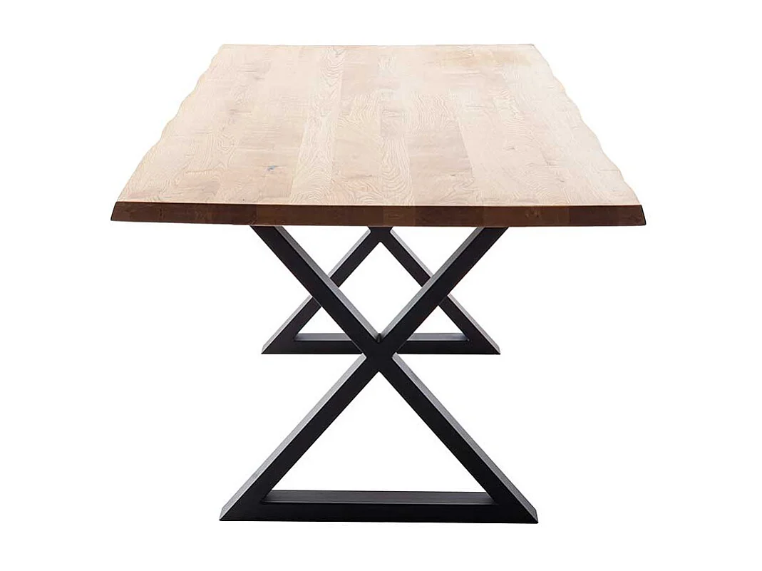 Esstisch Echtholztisch in Wildeichefarben mit X Gestell