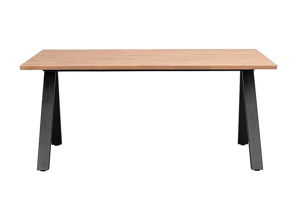 Moderner Esstisch aus Eiche Massivholz und Metall Vierfußgestell
