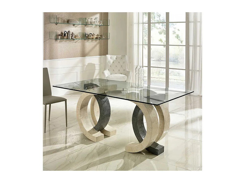 Esszimmertisch aus Stein Glas