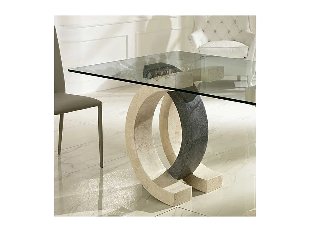 Esszimmertisch aus Stein Glas