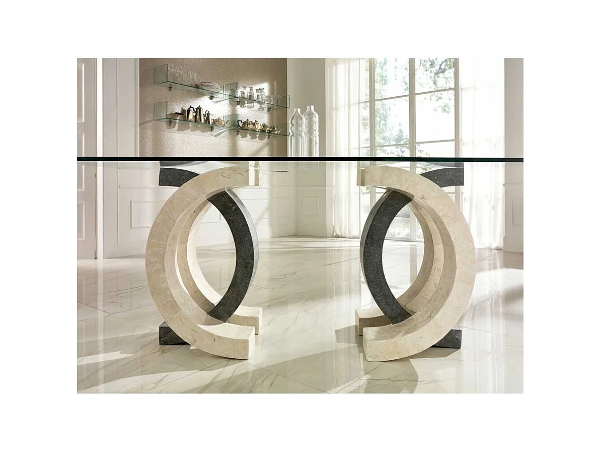 Esszimmertisch aus Stein Glas